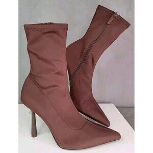 Zara Women’s 8 / 39 High Heeled Sock Style Stiletto Brown Ankle Boots, Excellent